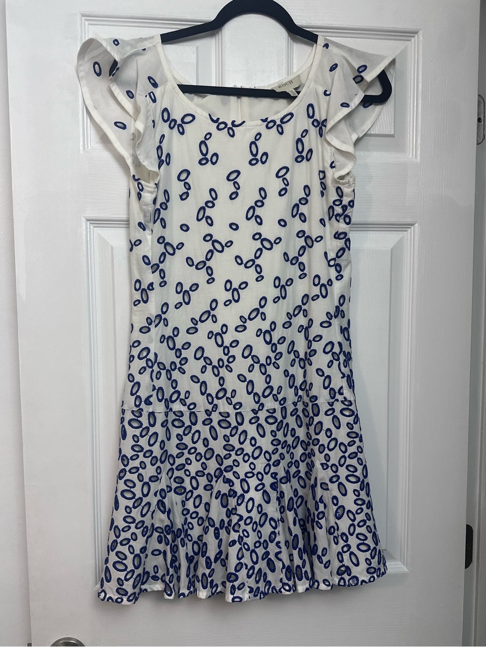KOCH white and blue eyelet dress size XS